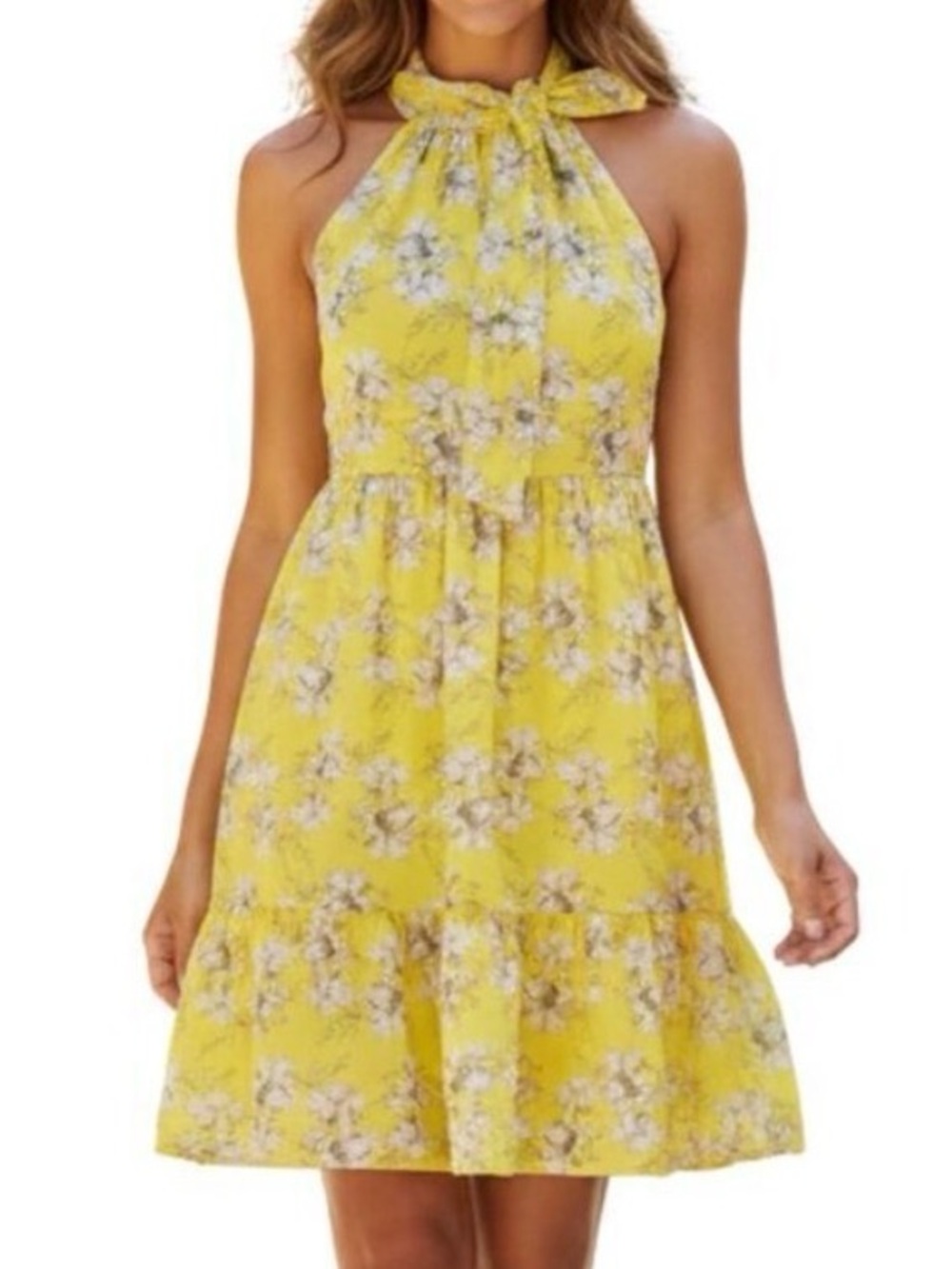 Eliza J Yellow Floral Cocktail Dress